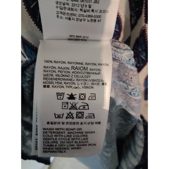 Roxy Mini Shift Dress Button-Up Ruffle Sleeve 'Bluebird' Aqua Ivory Blue S - Picture 7 of 11